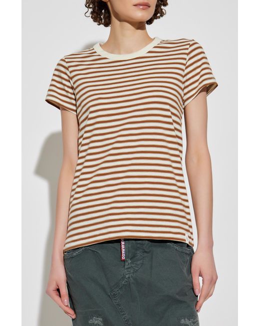 Rag & Bone White Striped Pattern T-Shirt