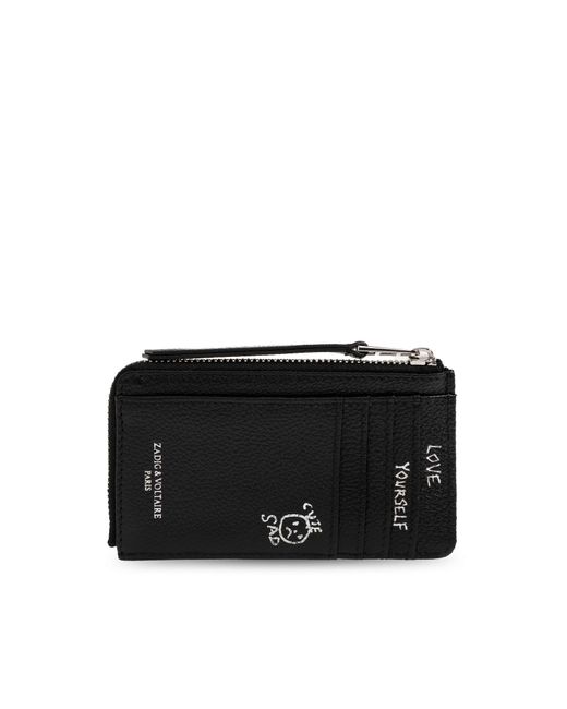Zadig & Voltaire Black Leather Card Holder With Logo