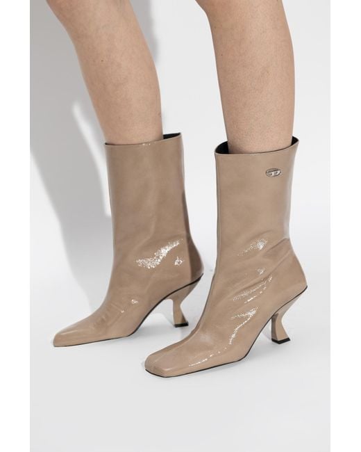 DIESEL Brown Heeled Ankle Boots 'D-Amber Tube 75'