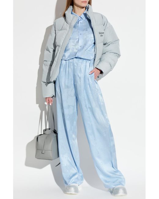 Balenciaga Blue Loose-Fit Silk Trousers