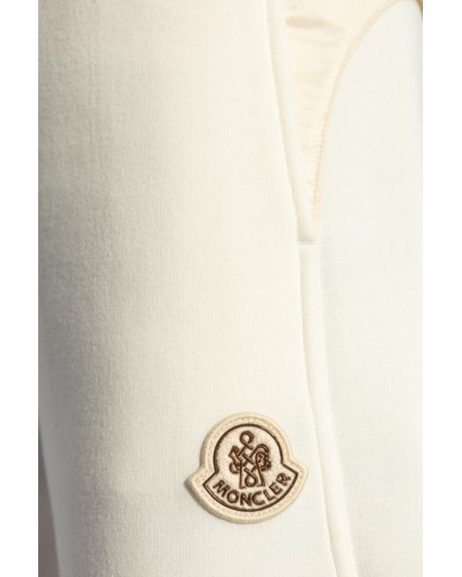 Moncler White Sweatpants With Logo Patch