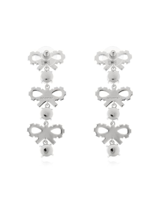 Self-Portrait Natural Earrings With Shimmering Crystals