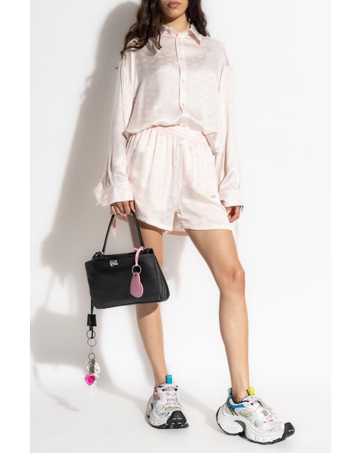 Balenciaga White Silk Shorts With Monogram