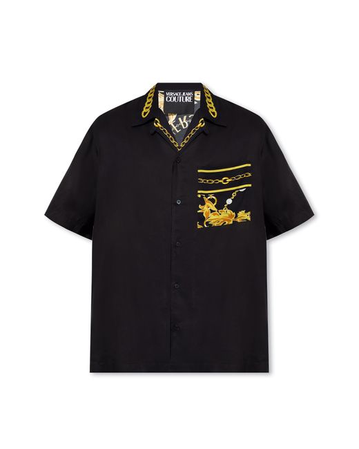 Versace Jeans Black Shirt With Short Sleeves for men