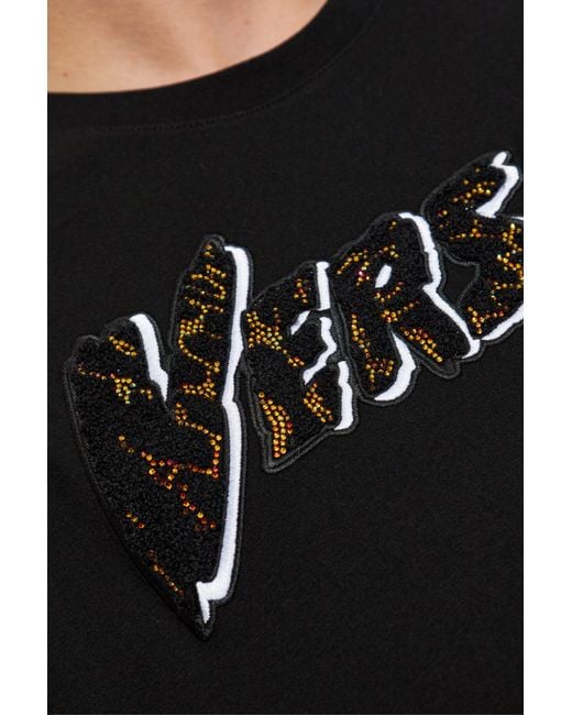 Versace Blue T-Shirt With Shimmering Sequins for men