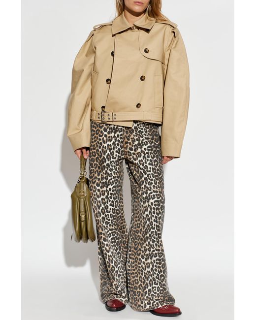 Ganni Natural Double-Breasted Jacket With Belt