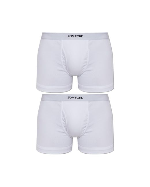 Tom Ford Blue Two-Pack Of Cotton Boxer Briefs With Logo for men