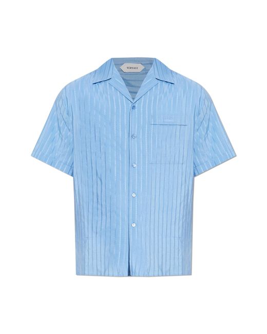 Versace Blue Shirt With Pocket for men