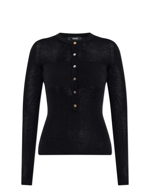 Versace Black Fitted Cut Top