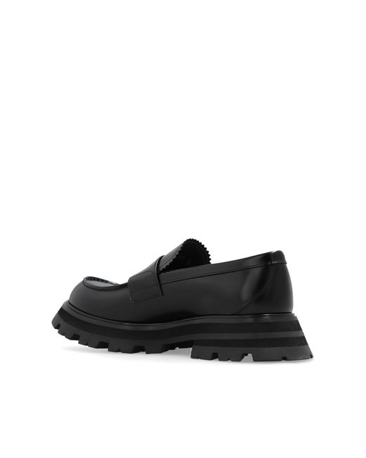 Alexander McQueen Black Leather Loafers,