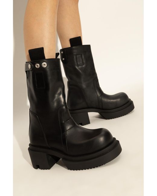 Rick Owens Black Leather Boots Pull On Bogun