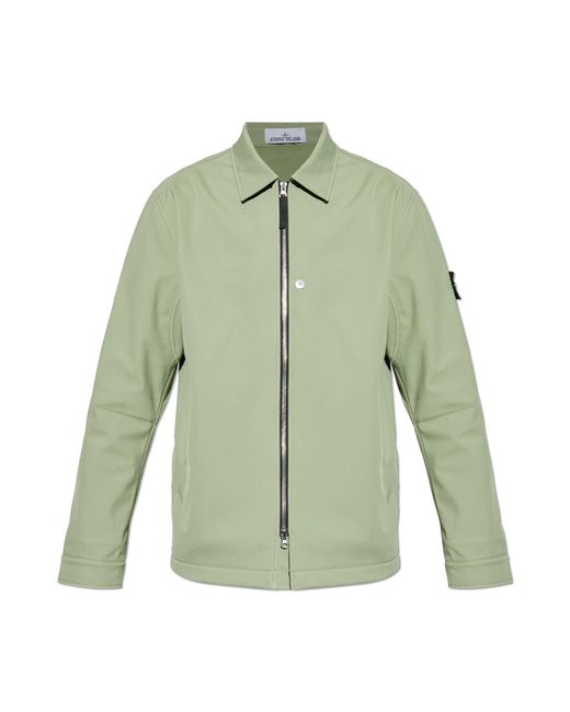 Stone Island Green Jacket With Logo Patch for men