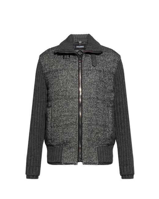 Dolce & Gabbana Black Jacket With A Herringbone Pattern for men
