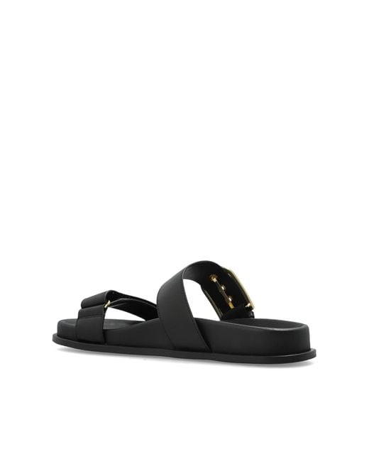 Furla Gray Leather Slides 'Solea'