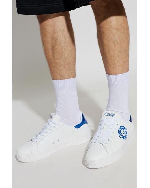 Versace Jeans Couture Blue Sports Shoes With Printed Logo for men