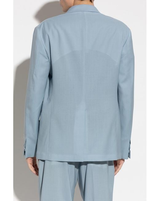 Fendi Blue Wool Blazer With Single Vent for men