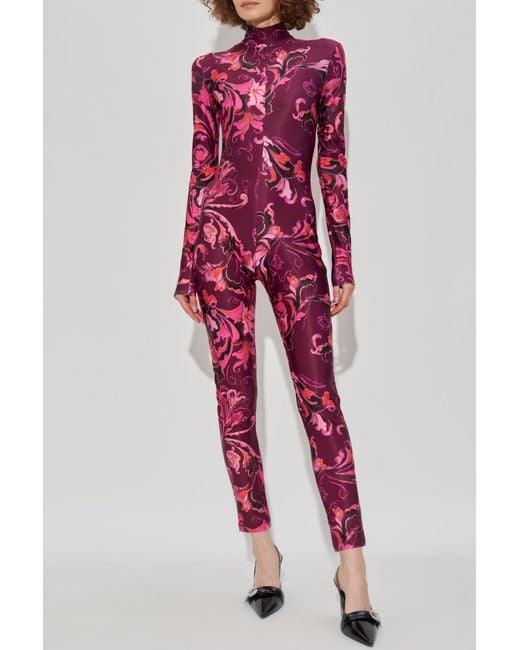 Versace Jeans Couture Red Fitted Jumpsuit