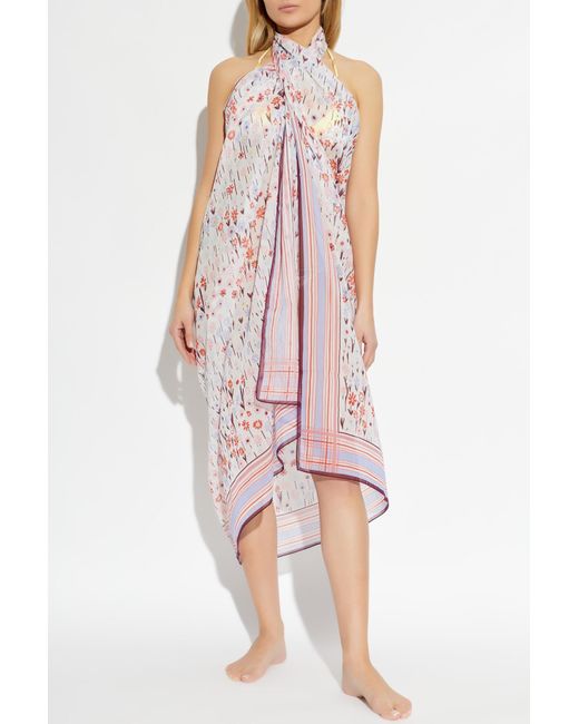 Lanvin Pink Scarf With Floral Motif