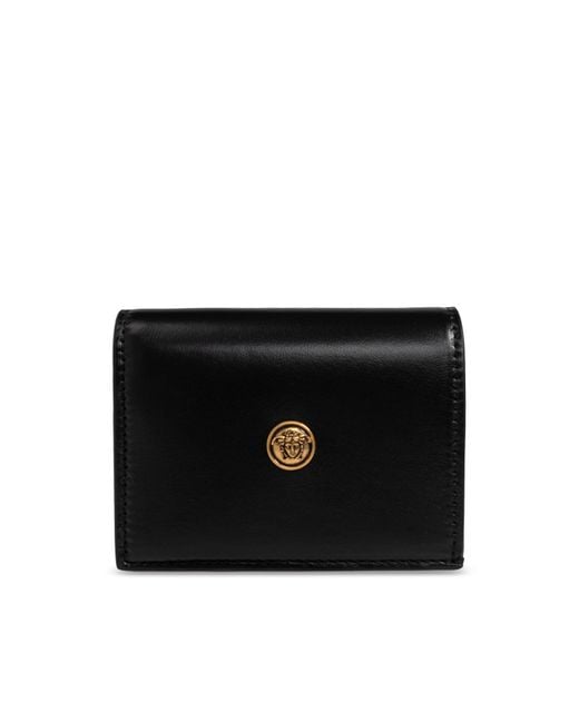 Versace Black Leather Wallet With Medusa Head