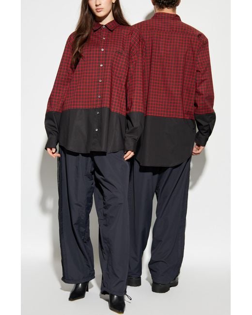 Vetements Red Shirt With Check Pattern