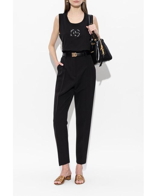 Dolce & Gabbana Black Heeled Slides With Logo