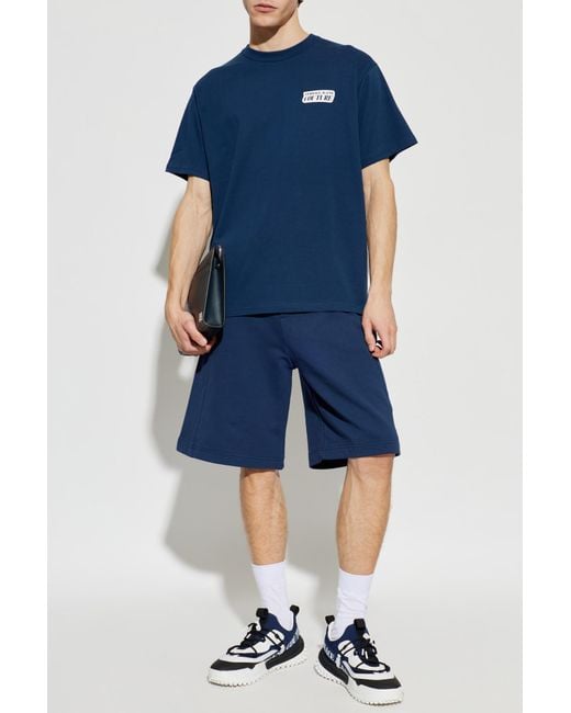 Versace Jeans Couture Blue T-Shirt With Logo for men