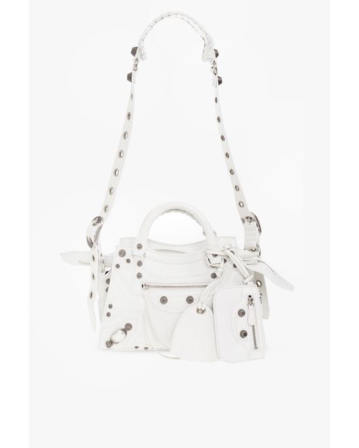 Balenciaga Leather 'neo Cagole Xs' Shoulder Bag in White | Lyst UK