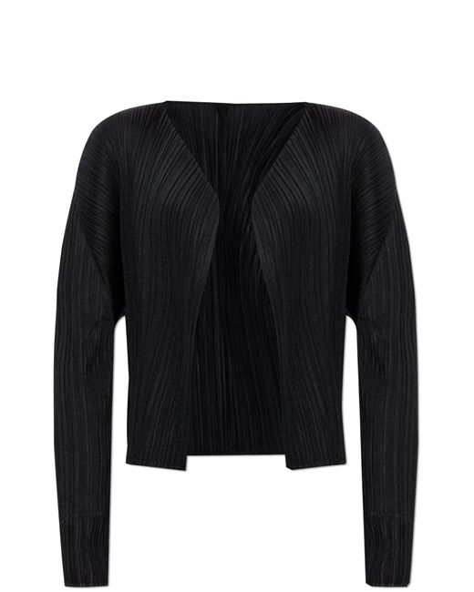 Pleats Please Issey Miyake Black Pleated Cardigan