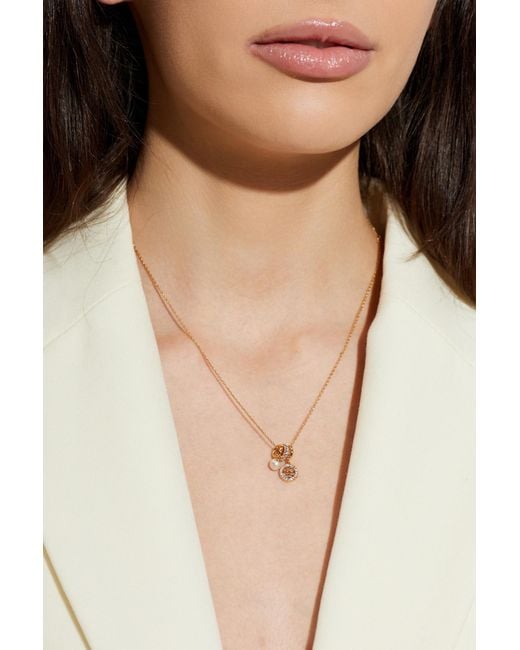 Tory Burch Metallic Short Necklace With Shimmering Crystals