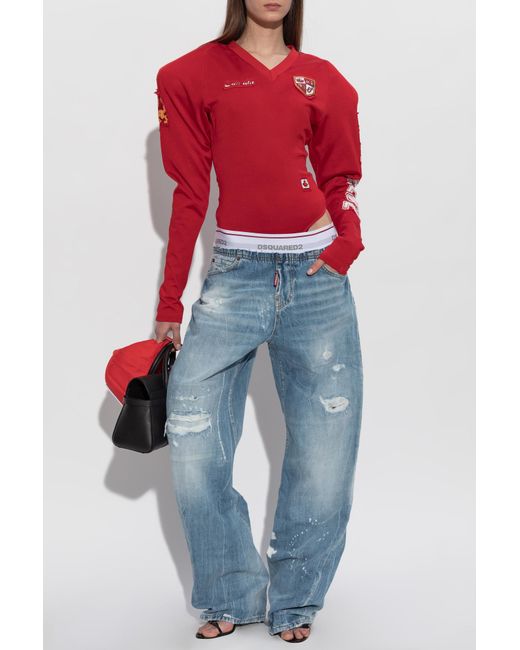 DSquared² Red Top With Shoulder Pads