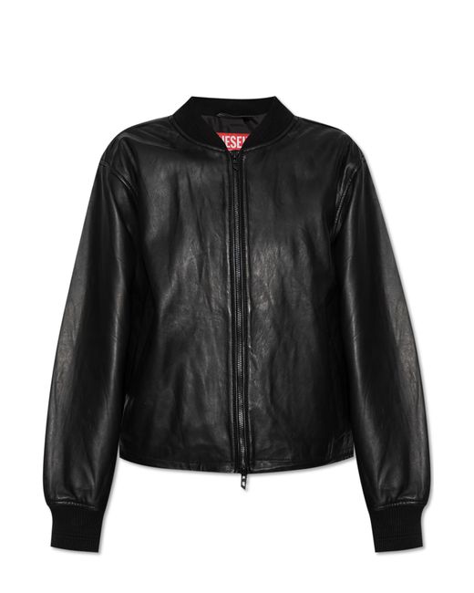 DIESEL Black Leather Jacket L-Ilyan