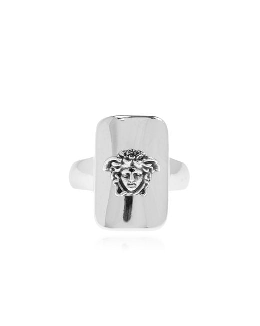 Versace Black Signet Ring With Medusa's Head for men