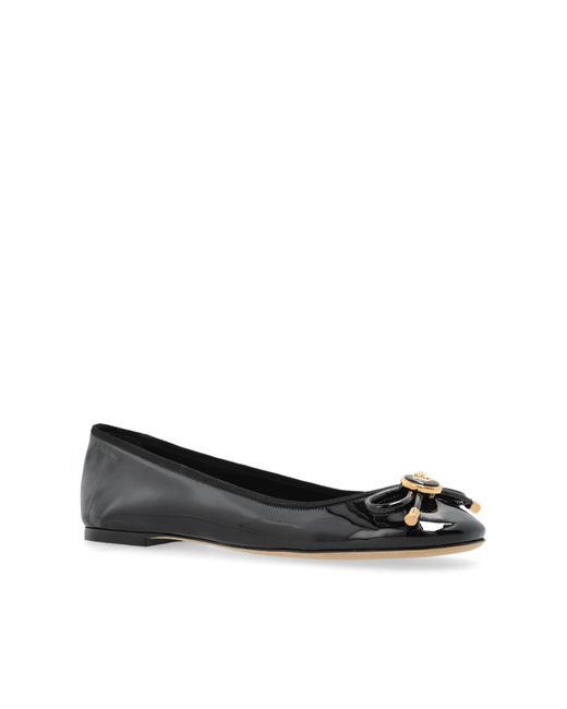 Versace Blue Leather Ballet Flats