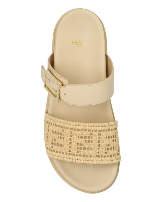 Fendi White Slides With Logo