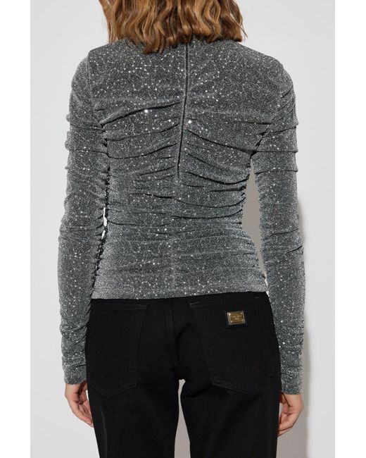 Dolce & Gabbana Gray Top With Lurex Thread And Sequins