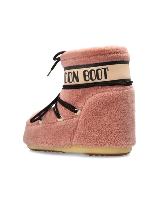 Moon Boot Pink Snow Boots 'Icon Low Fleece'