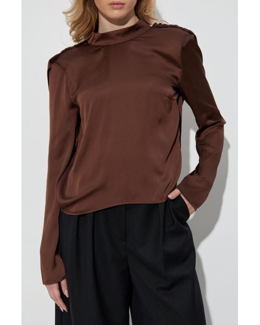ROTATE BIRGER CHRISTENSEN Brown Top With Tie