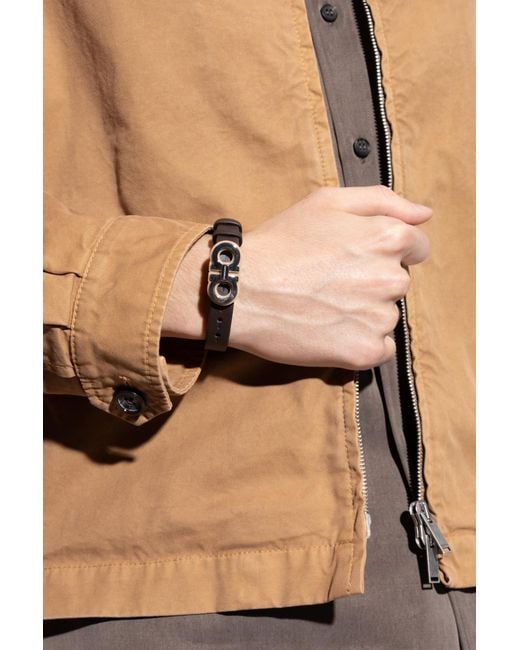 Ferragamo Brown Leather Bracelet for men
