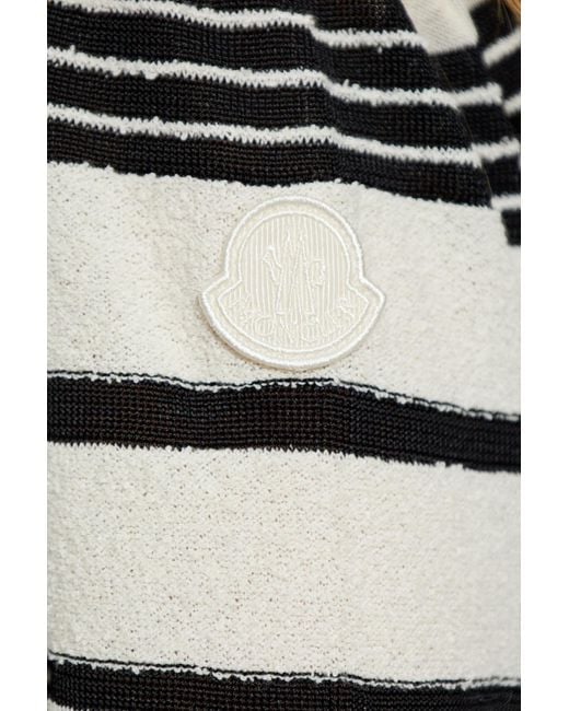 Moncler White Dress With Stripe Pattern