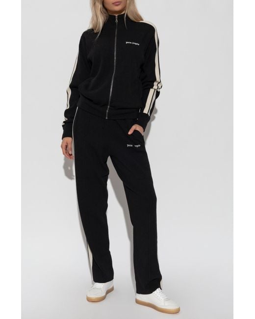 Palm Angels Black Cardigan With Embroidered Logo