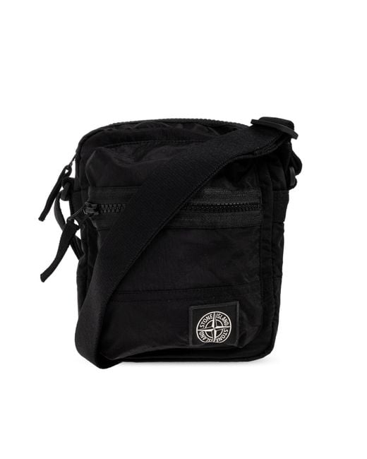 Stone Island Black Bag With Logo Patch for men