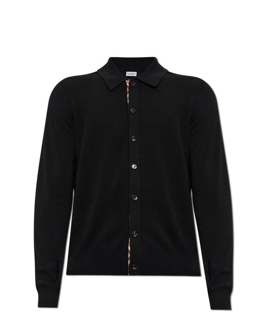 Burberry Black Wool Cardigan 'Channing' for men