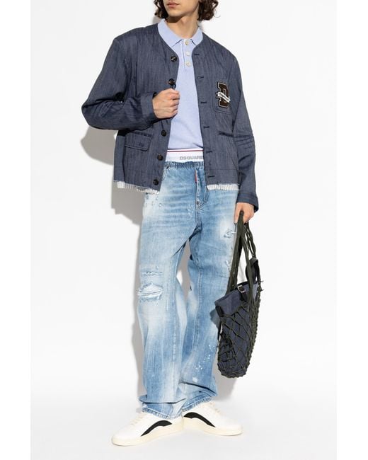 DSquared² Blue Jacket With 'Vintage' Effect for men
