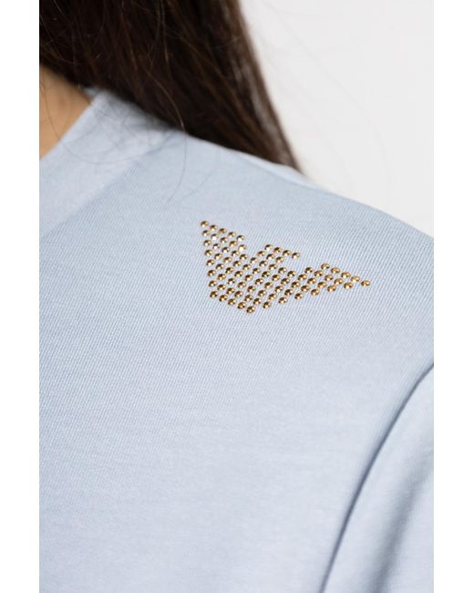 EA7 Blue Sweatshirt With Shiny Studs