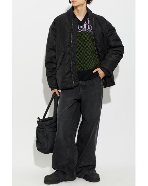 Marni Black Wool Sweater With Pattern for men