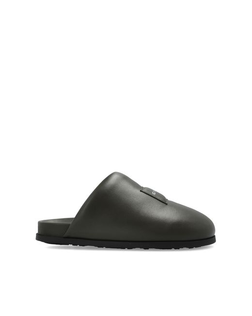 Givenchy Black Leather Slides With Logo Patch for men