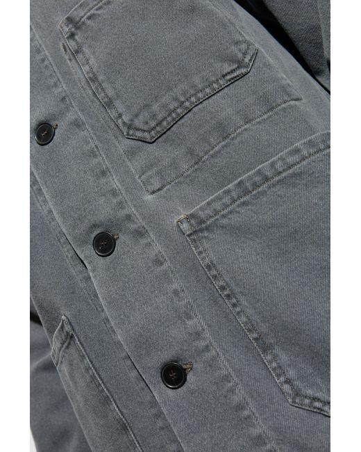 Officine Generale Gray Jacket With Corduroy Collar for men