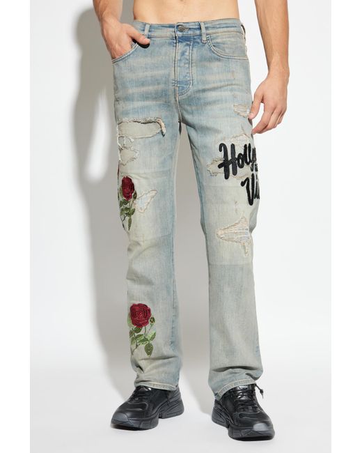 Amiri Men's Blue Jeans With Shimmering Appliqués