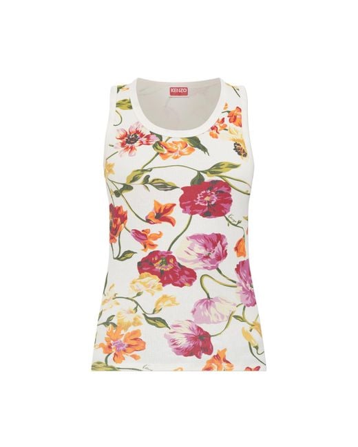 KENZO White Top With Floral Motif