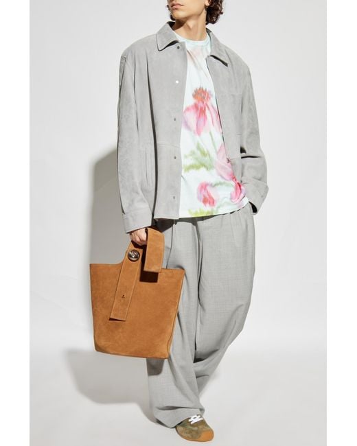 Loewe Gray Leather Jacket for men